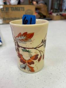 lot 61 image: Hand painted tan glass tumbler