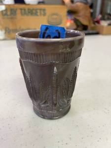 lot 62 image: Slag glass purple tumbler