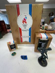 lot 69 image: Hallmark 1996 Atlantic Olympic figurine, ornament, and cloisonne medallion