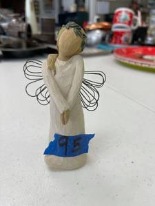 lot 95 image: willow tree figurine, blonde hair with green crown, celebrate.