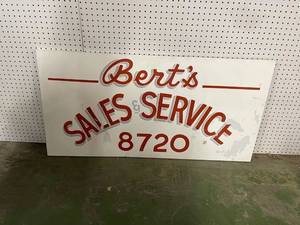 lot 187 image: Berts sales and services metal sign.