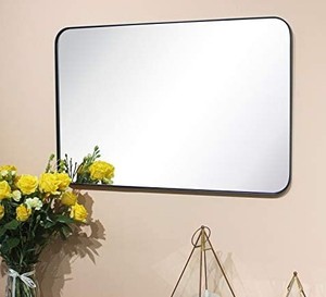 lot 4 image: Set of 2, 24x36 inch Black Stainless Steel Metal Framed Bathroom Mirror for Wall
