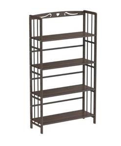lot 10 image: Brown Bamboo Bookshelf 5-Shelf Standard Bookcase Plant Stand with Adjustable Shelves and Open Back