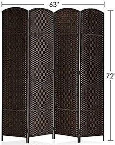 lot 12 image: 6 ft.Tall-6in Wide Diamond Weave Fiber 4 Panels Room Divider Screen Folding Privacy Partition Wall Room Divider Freestanding