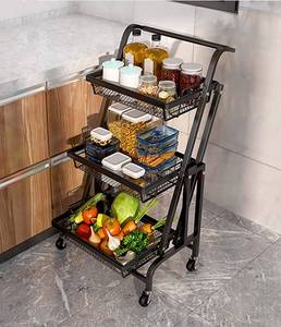 lot 13 image: 3 Tier Foldable Kitchen Rolling Utility Cart