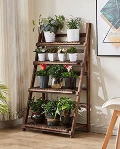 lot 15 image: 4-Tier Plant Stand, Free Standing Foldable Plant Shelf, A-Frame IndoorOutdoor Plant Rack
