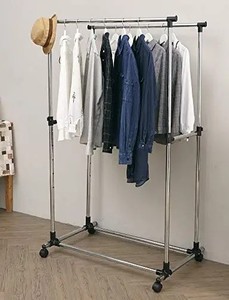 lot 17 image: 2-Rail Garment Rack with 110lbs Max Weight Capacity