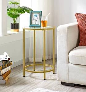 lot 67 image: Round Side Table with Tempered Glass Top Accent Table