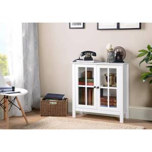 lot 70 image: OS Home and Office White Glass Door Accent and Display Cabinet