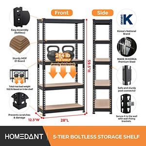 lot 72 image: HOMEDANT 5-tier Metal Shelving Unit
