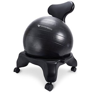 lot 73 image: PharMeDoc Exercise Balance Ball Chair with Base & Back Support