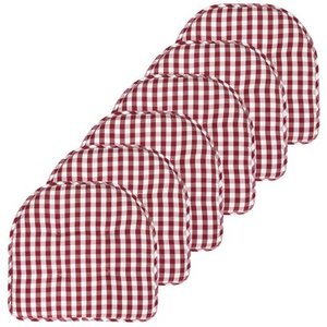 lot 90 image: Checkered Memory Foam U-Shape Non-Slip Chair Cushion Pad 6 Pack - WineWhite