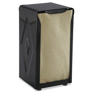 lot 105 image: San Jamar Tabletop Napkin Dispenser, Tall Fold, 3 34 x 4 x 7 12, Capacity 150, Black -SJMH900BK