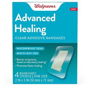lot 214 image: Lot of 2 Walgreens Advanced Healing Clear Adhesive Bandages One Size 2 IN x 3 IN - 4.0 ea