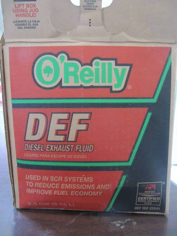 lot 1513 image: DEF DIESEL EXHAUST FLUID NEW 2.5 GAL DIESEL DEF FROM OREILLY