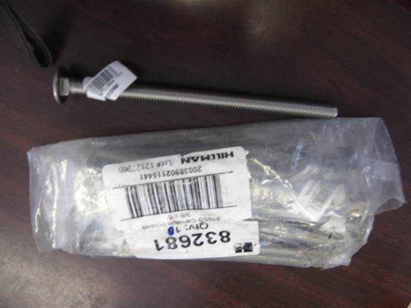 lot 1967 image: NEW HILLMAN 10 PCS. 316 Stainless Steel CARRIAGE SCREWS 38 X 6