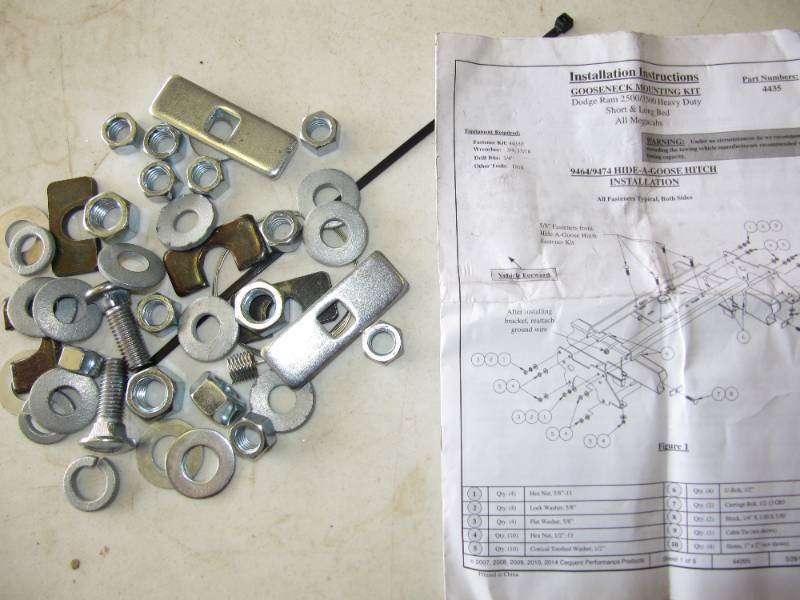 lot 2020 image: GOOSENECK MOUNTING KIT  FOR DODGE RAM 2500-3500 SHORT, LONG, OR MEGABEDS