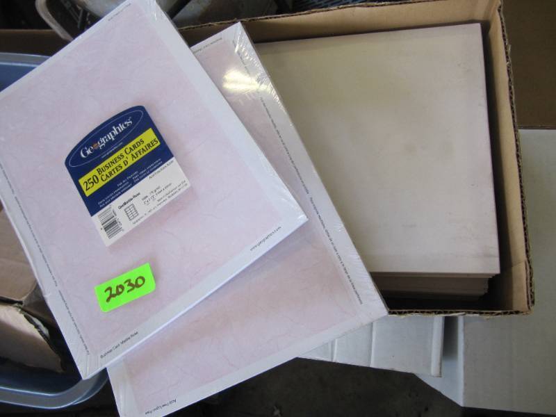 lot 2030 image: est. 1000 sheets of card stock & pks. of 250 business cards to print