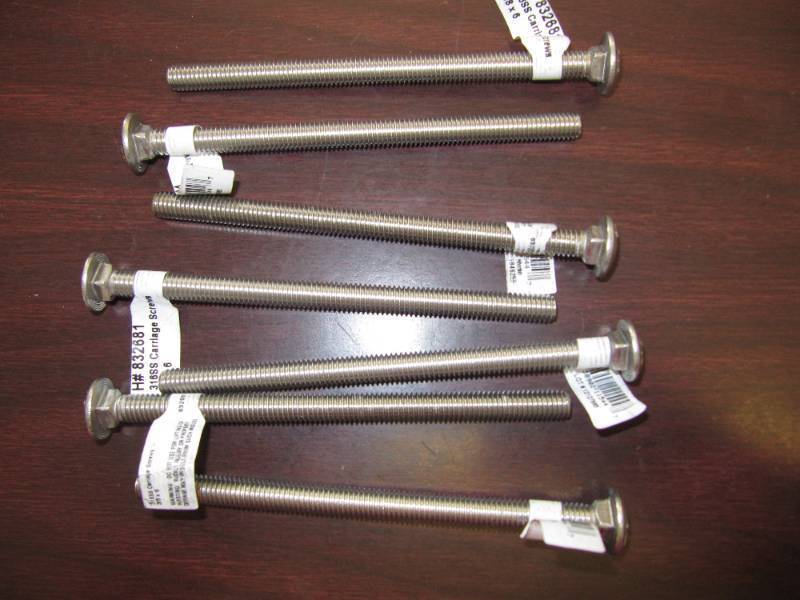 lot 2052 image: NEW HILLMAN 7 PCS. 316SS CARRIAGE SCREWS 38 X 6