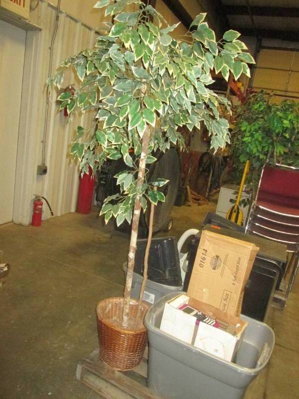lot 2140 image: OFFICE PALLET -Includes File Cabinet - Dividers- Office Equipment- FAUX PLANT