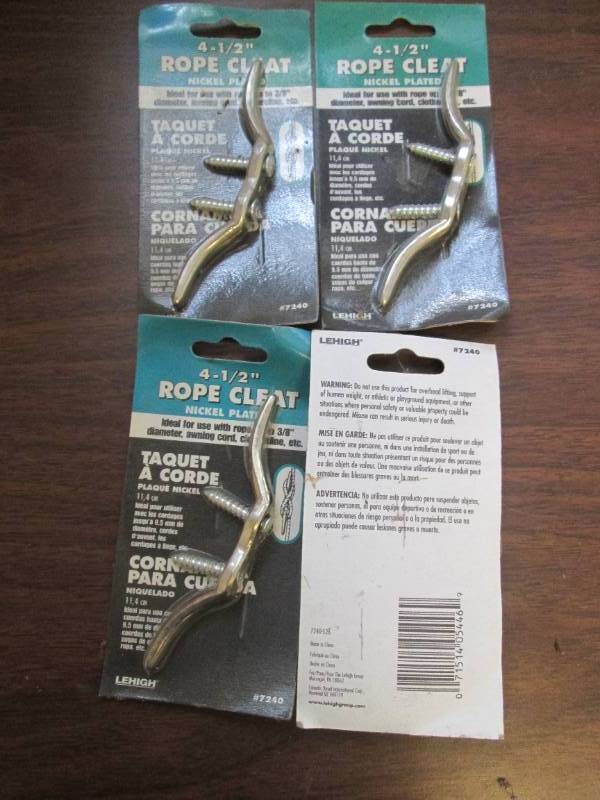 lot 2154 image: 4 NEW  4 12 ROPE CLEAT- For Boats  & Awnings