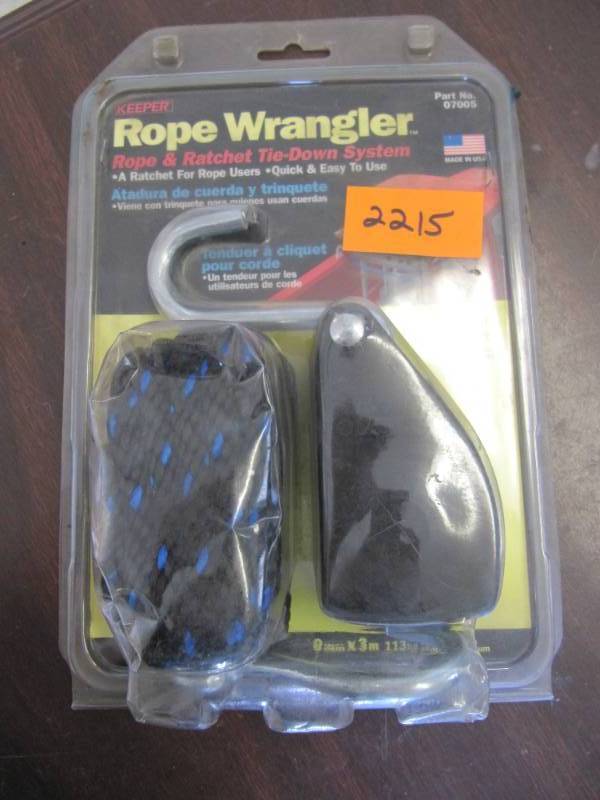 lot 2215 image: ROPE WRANGLER  ROPE & RATCHET TIE DOWN SYSTEM  38 X 8 FEET