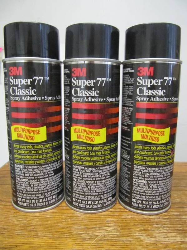 lot 2247 image: 3 UNOPENED 16.5 OZ CANSOF 3M SUPER 77 CLASSIC MULTIPURPOSE SPRAY ADHESIVE