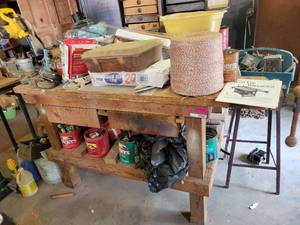 lot 29380 image: Handmade Multi-Vise Workbench- Contents Included