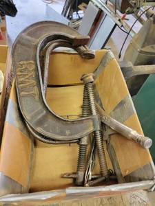 lot 29420 image: 2 Large C Clamps, 1 Vise Grip
