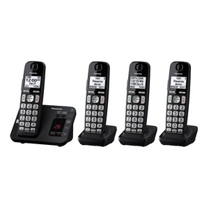 lot 59419 image: Panasonic - KX-TGE434B DECT 6.0 Expandable Cordless Phone System with Digital Answering System - Black