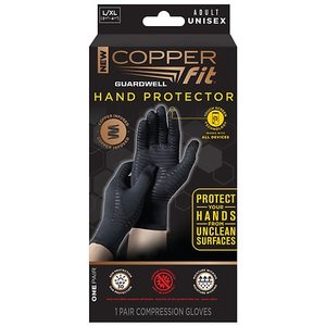 lot 59475 image: Copper Fit Guardwell Hand Protector Gloves - Black LXL