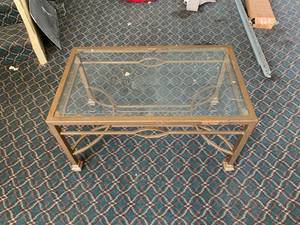 lot 1163 image: Glass and rod iron coffee table