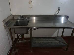 lot 1208 image: Metal work station with sink