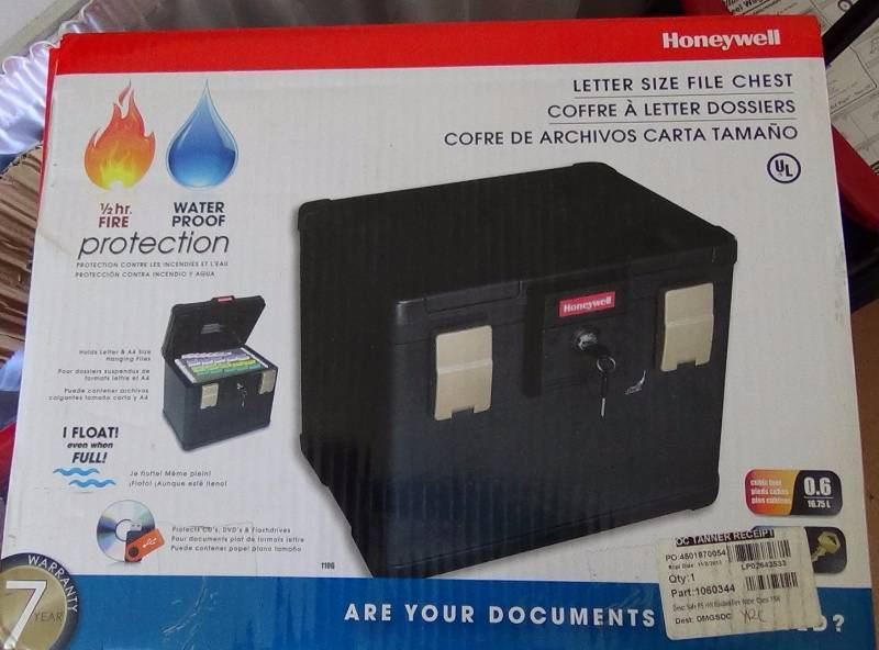 lot 3119 image: Honeywell 12 Hour FireWater Safe File Chest