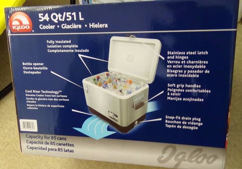 lot 3262 image: Igloo 54-Quart Stainless Steel Cooler