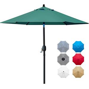 lot 19000 image: Sunnyglade 7.5 Patio Umbrella Outdoor Table Market Umbrella with Push Button TiltCrank, 6 Ribs (Dark Green)