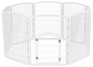 lot 19031 image: IRIS 34 Exercise 8-Panel Pet Playpen with Door, White (301714)