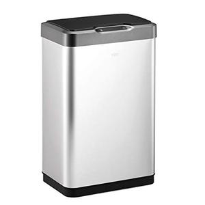 lot 19032 image: EKO Mirage-T 50 Liter  13.2 Gallon Touchless Rectangular Motion Sensor Trash Can, Brushed Stainless Steel Finish