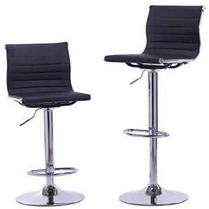 lot 19039 image: Sidanli Black Adjustable Swivel Counter Bar Stool Chairs with Back (Set of 2)