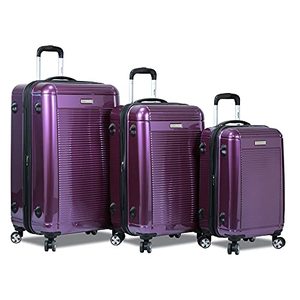 lot 19067 image: Dejuno Venture 3-Piece Hardside Spinner Luggage Set with TSA Lock, Purple, One Size