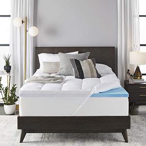 lot 19071 image: Sleep Innovations 4-inch Dual Layer Gel Memory Foam Mattress Topper Enhanced Support, Queen