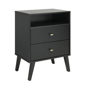 lot 19072 image: Prepac Milo 2 Drawer Tall Nightstand with Open Shelf