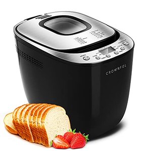 lot 19084 image: CROWNFUL Automatic Bread Machine, 2LB Programmable Bread Maker with Nonstick Pan and 12 Presets, 1 Hour Keep Warm Set , 2 Loaf Sizes, 3 Crust Colors, Recipe Booklet Included, ETL Listed (Black)