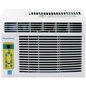 lot 19090 image: Keystone - 150 Sq. Ft. 5,000 BTU Window Air Conditioner with Follow Me LCD Remote Control - White TURNS ON