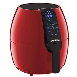 lot 19094 image: GoWISE USA 5-Quart Air Fryer with 8 Cook Presets  Recipe Book, Red, 5.0-Qt TURNS ON