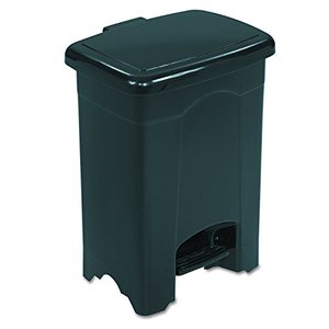 lot 19103 image: Safco Products 9710BL Plastic Step-On Trash Can, 4-Gallon,15 x 12 x 10, Black