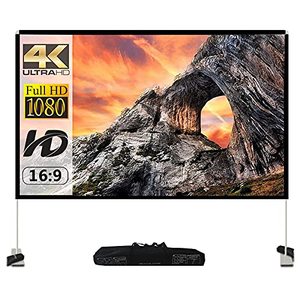 lot 19108 image: Projector Screen with Stand 100 inch Portable Projection Screen 169 4K HD Rear Front Projections Movies Screen with Carry Bag for Indoor Outdoor Home Theater Backyard Cinema Travel