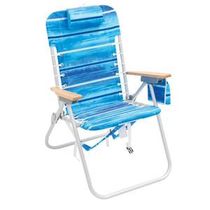 lot 19120 image: RIO Beach 4-Position Hi-Boy Backpack Beach Chair - Blue Stripe