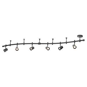 lot 19125 image: Globe Electric 59457 Flexigon 6-Light Flexible Track Lighting, 2X 42 Rails, Black, Bulbs Included