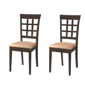 lot 19129 image: Coaster Everyday Gabriel Lattice Back Side Chairs Cappuccino And Tan (Set Of 2)